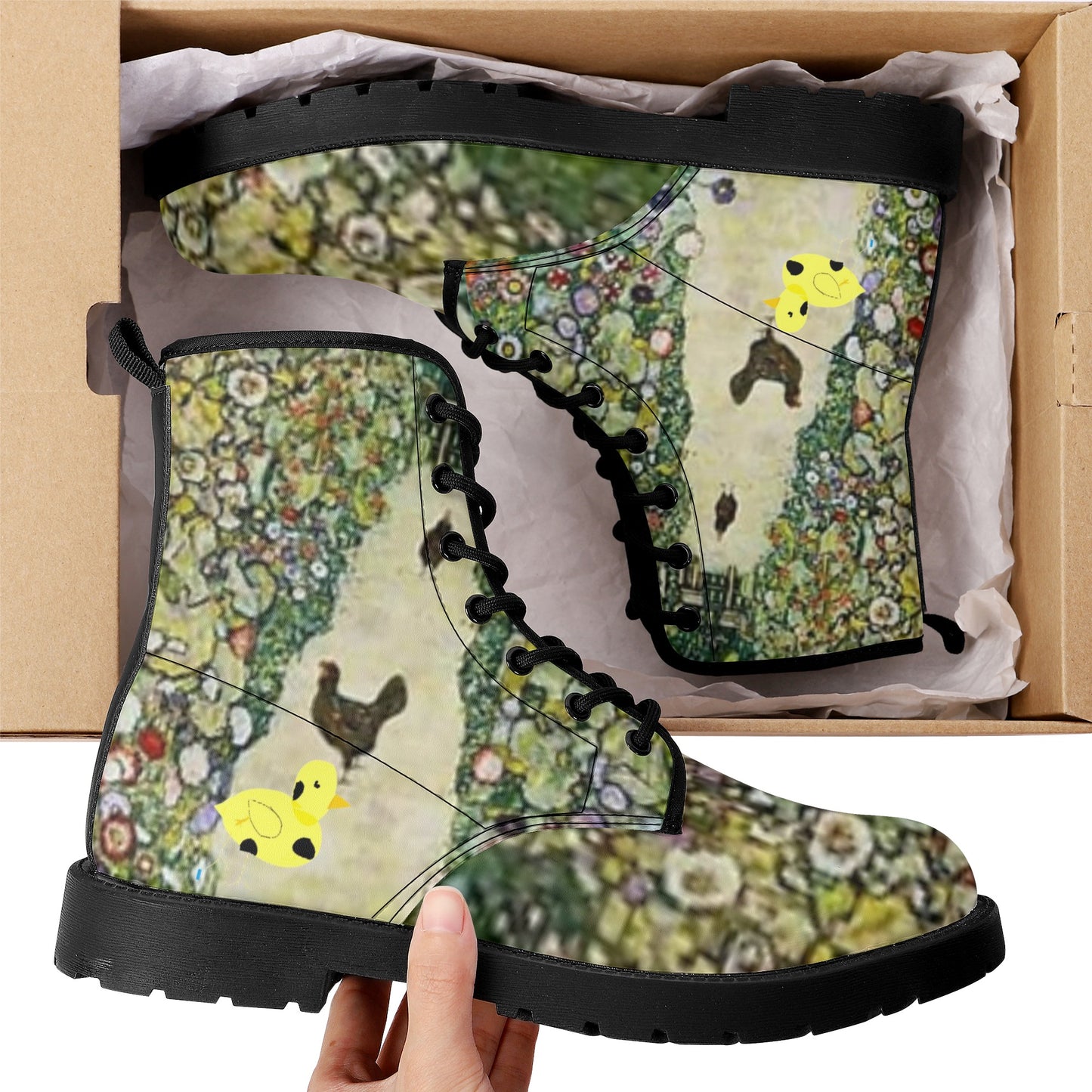 Myrtle and Gustavs Chickens by D.B. Womens Vegan Leather Boots