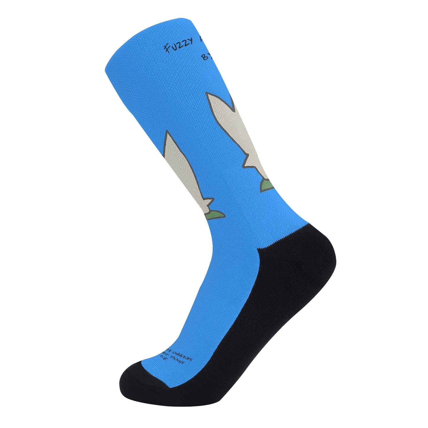 Fuzzy and Muffin by D.B. Wearable Art Comfy Funky Socks Sensory Friendly Seamless Toe (Blue)