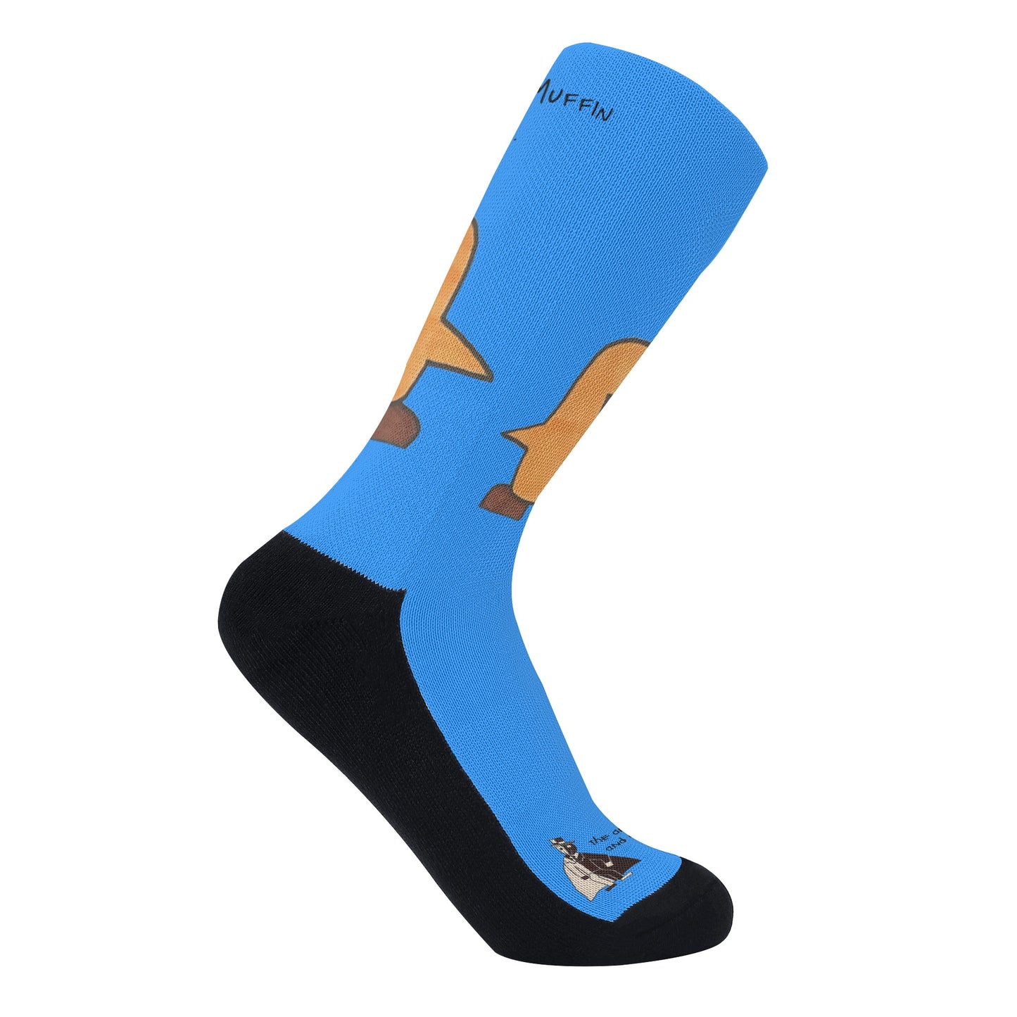 Fuzzy and Muffin by D.B. Wearable Art Comfy Funky Socks Sensory Friendly Seamless Toe (Blue)