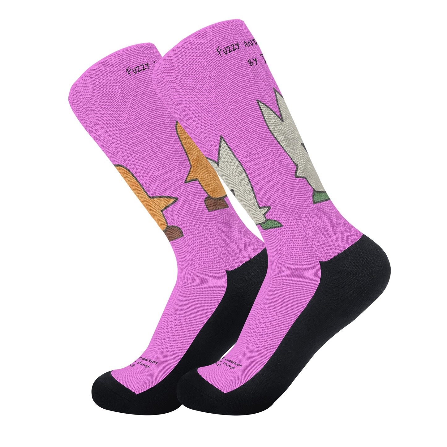 Fuzzy and Muffin by D.B. Wearable Art Comfy Funky Socks Sensory Friendly Seamless Toe (Pink)