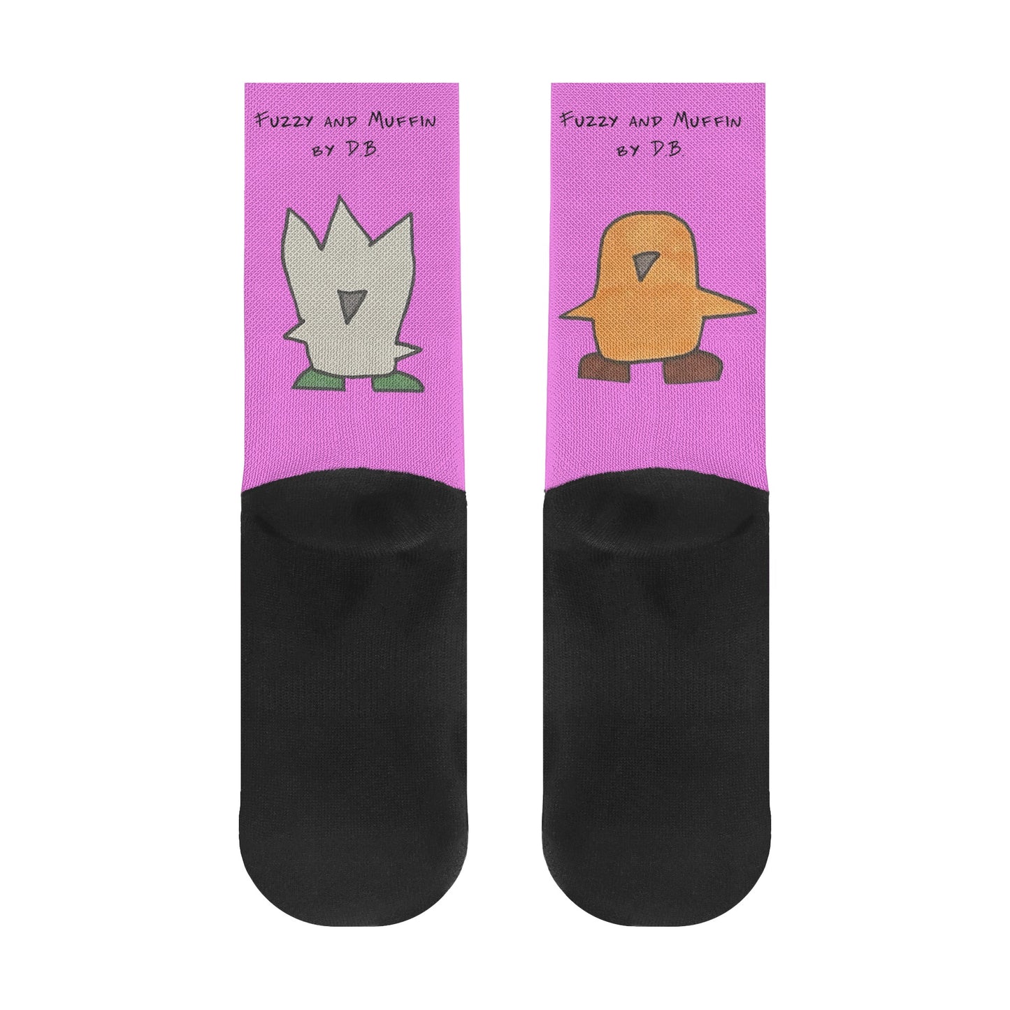 Fuzzy and Muffin by D.B. Wearable Art Comfy Funky Socks Sensory Friendly Seamless Toe (Pink)