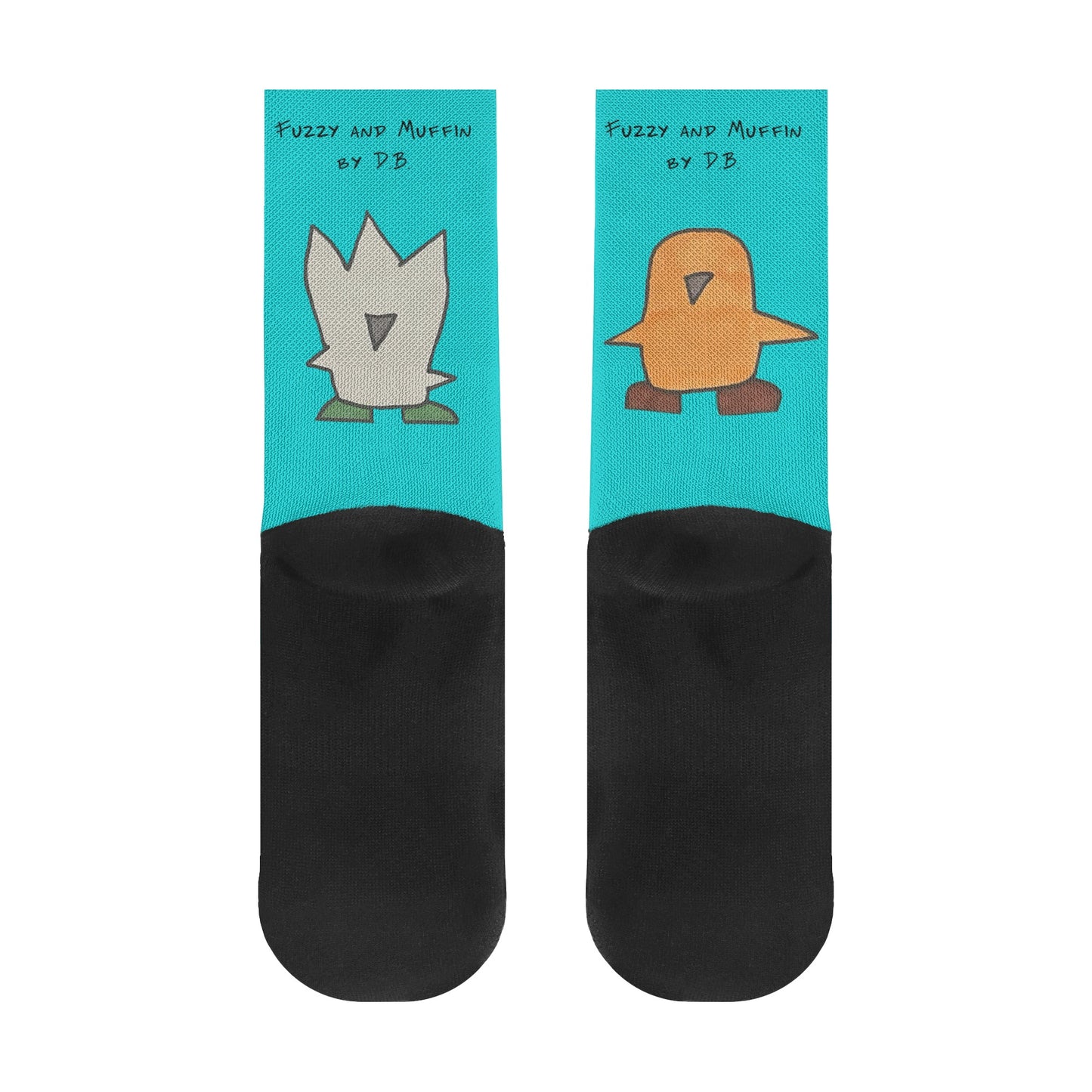 Fuzzy and Muffin by D.B. Wearable Art Comfy Funky Socks Sensory Friendly Seamless Toe (Aqua)