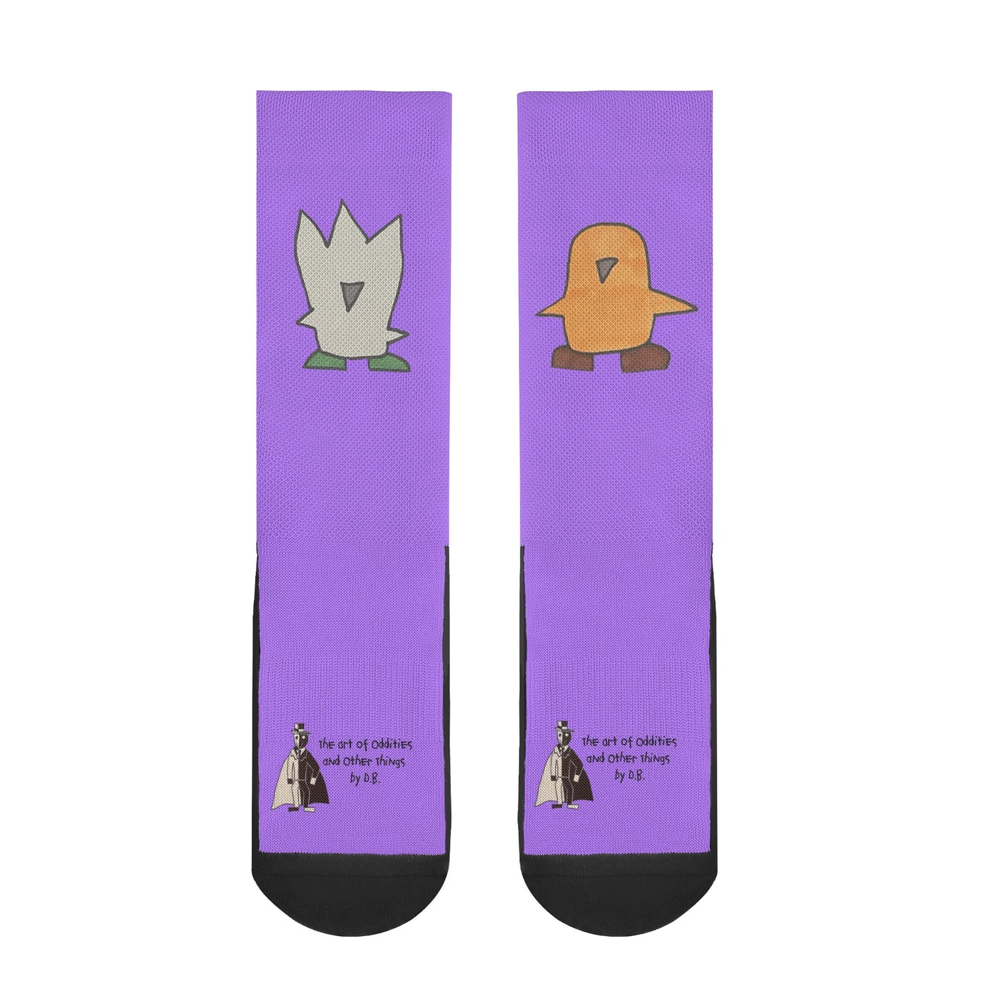 Fuzzy and Muffin by D.B. Wearable Art Comfy Funky Socks Sensory Friendly Seamless Toe (Purple)