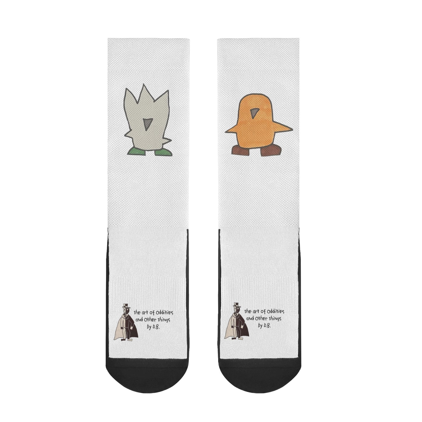 Fuzzy and Muffin by D.B. Wearable Art Comfy Funky Socks Sensory Friendly Seamless Toe (White)
