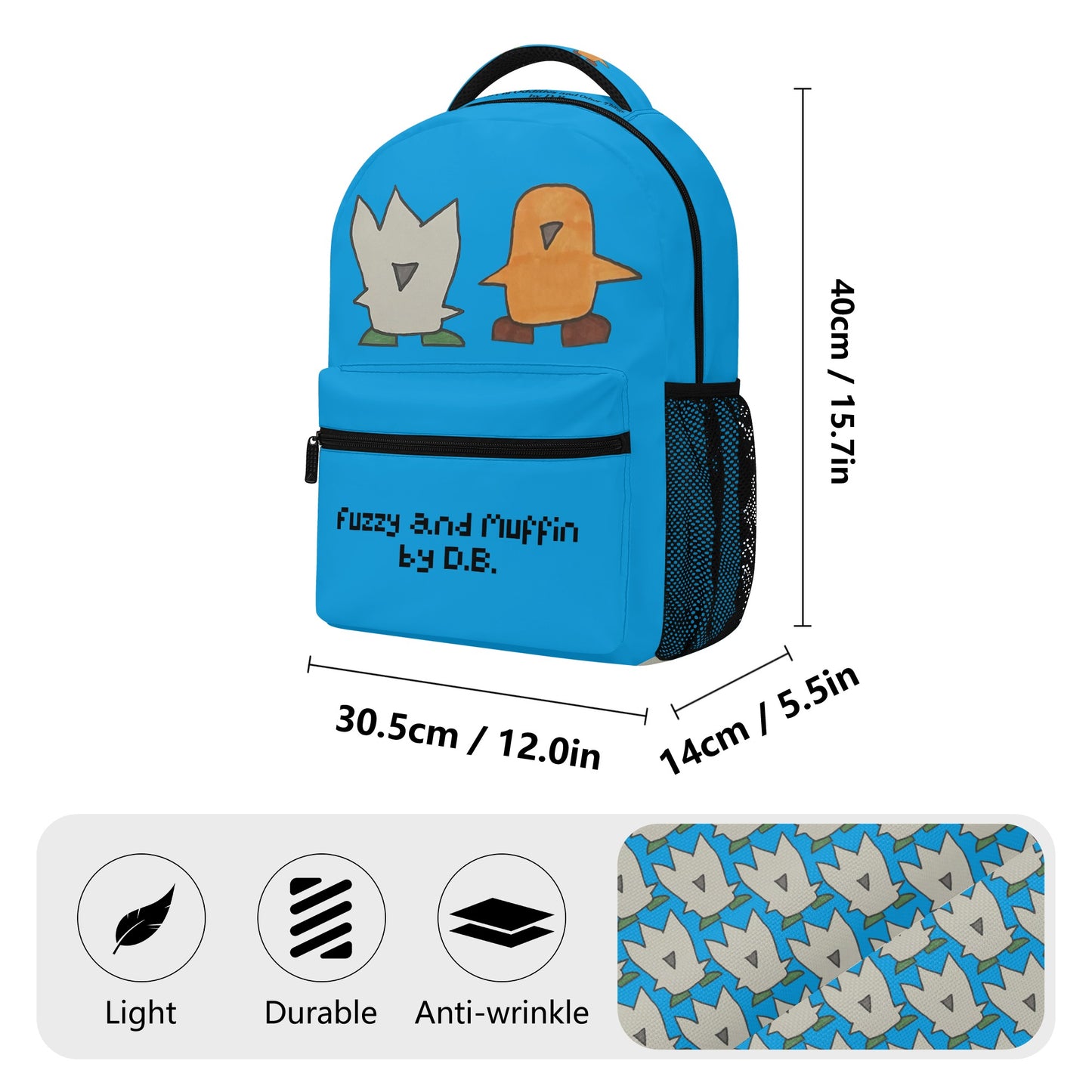 Fuzzy and Muffin Backpack (Blue)