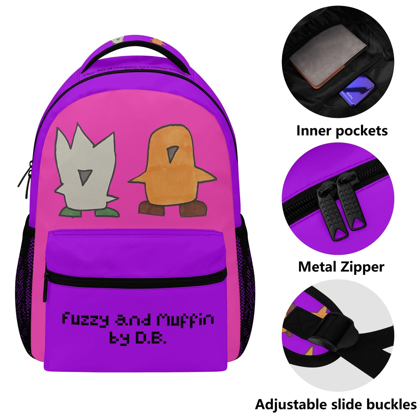 Fuzzy and Muffin School Backpack (Pink and Purple)
