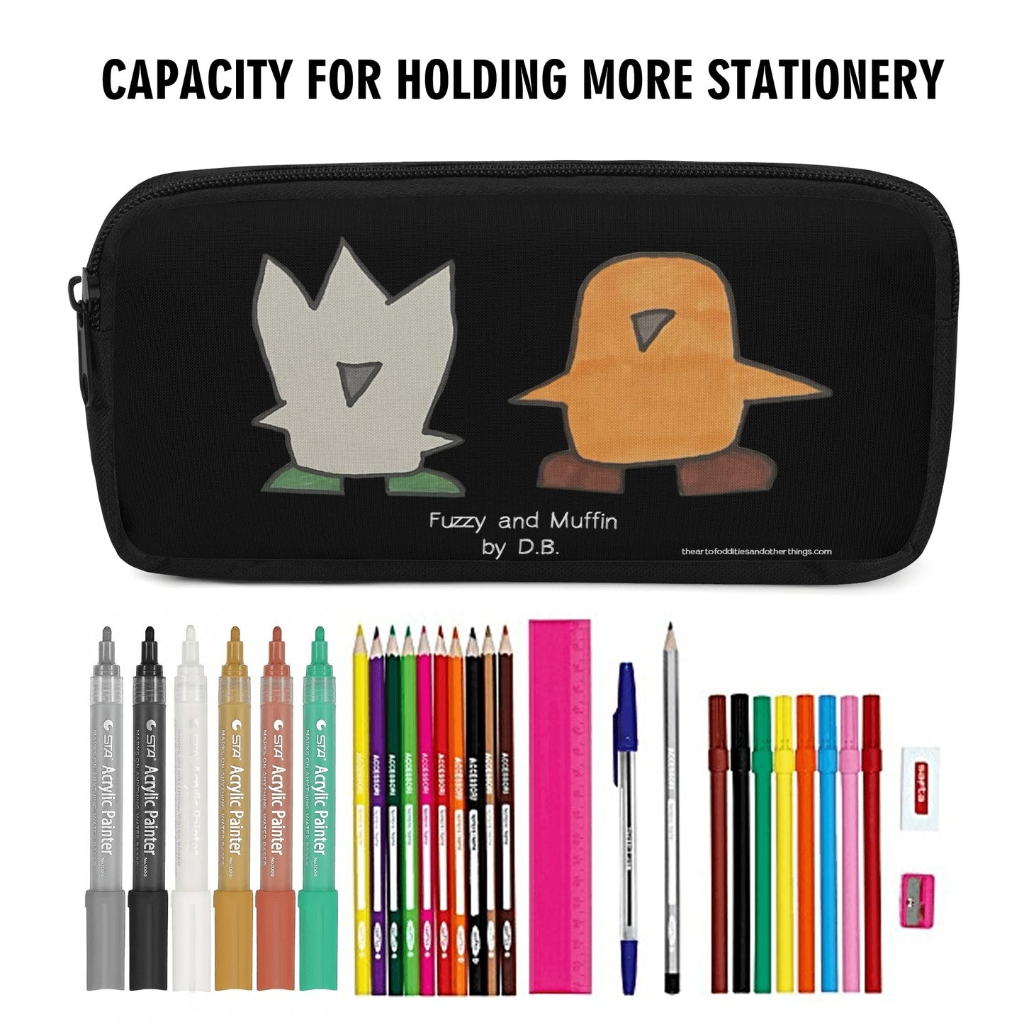 Fuzzy and Muffin by D.B. Pencil Case (Black)