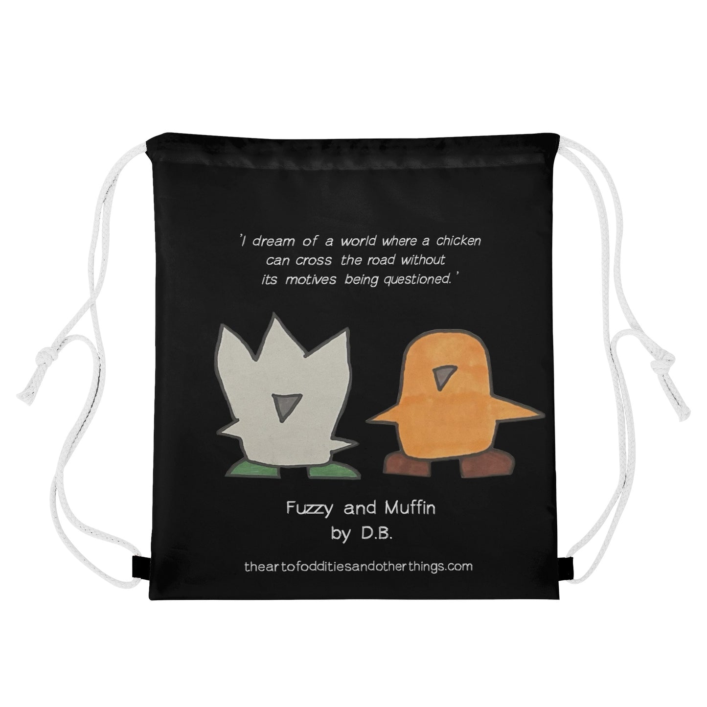 'I dream of a world' Drawstring Bag/Gym Bag/Library Bag with Fuzzy and Muffin Artwork by DB