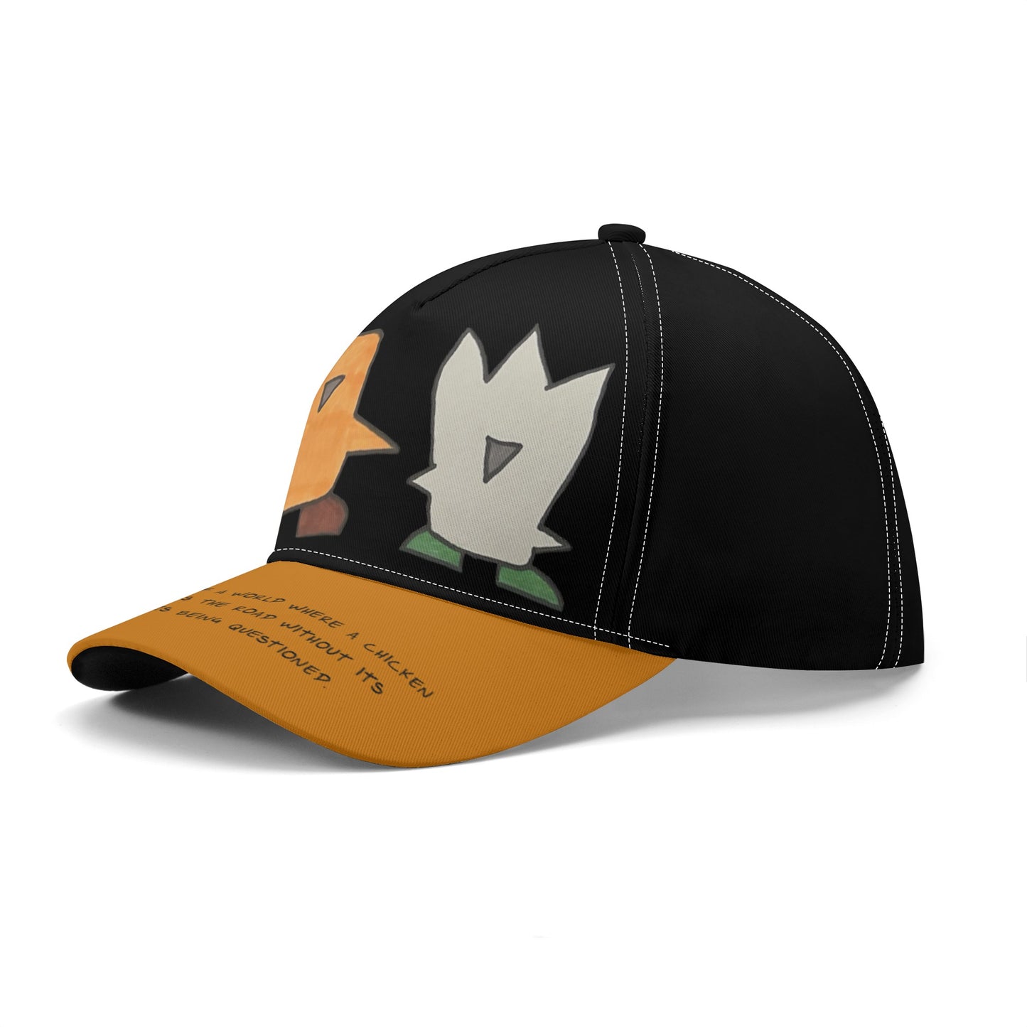'I dream of a world' Baseball Cap in Black/Tan with Fuzzy and Muffin artwork by D.B.