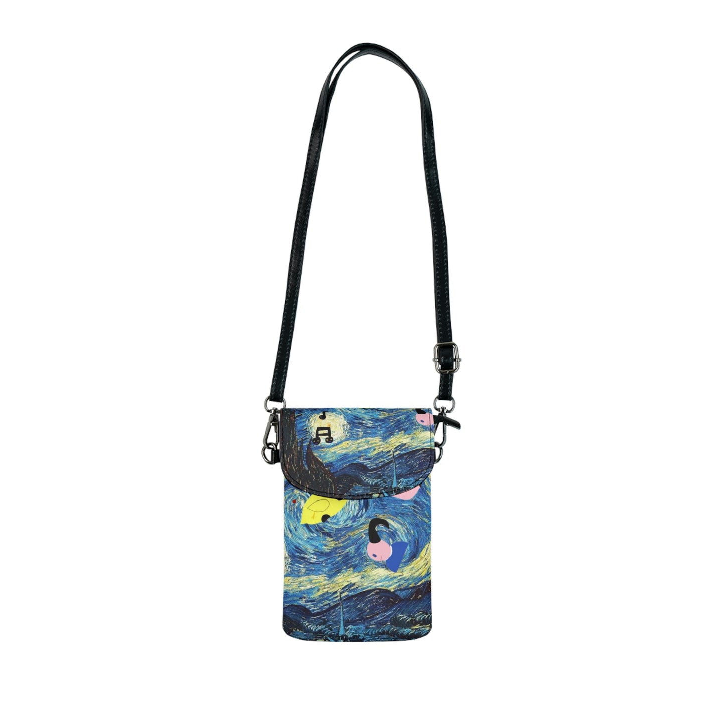 Small Cell Phone Wallet/Handbag in Vegan Leather with Oddly Starry Night by DB print