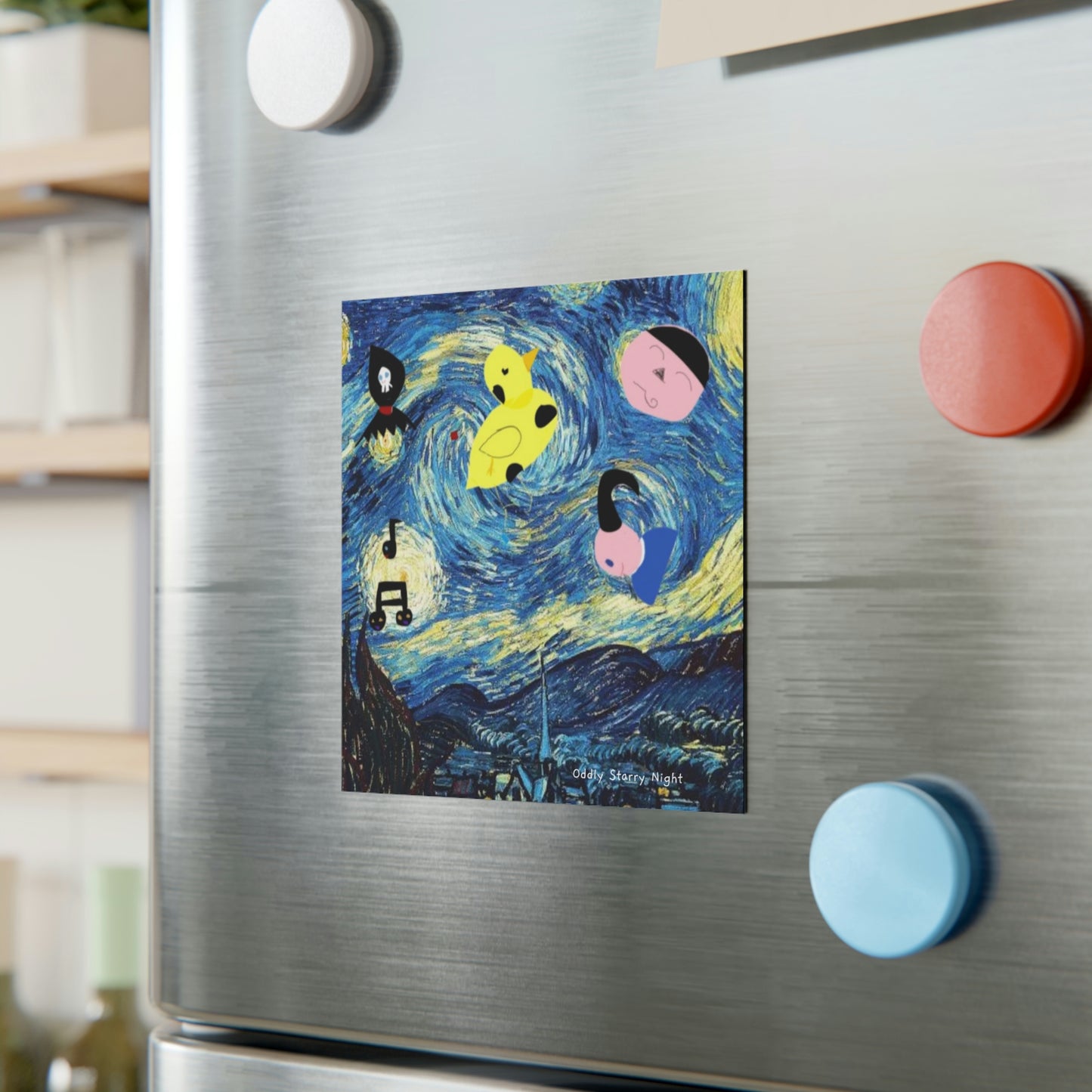Oddly Starry Night by DB Square Fridge or Whiteboard Magnet