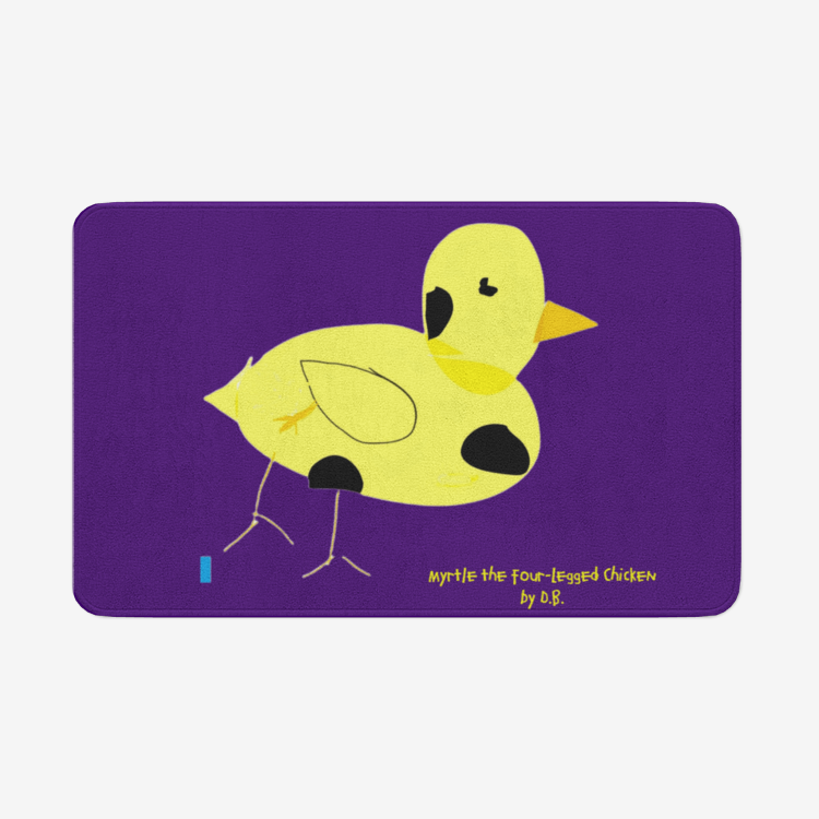 Microfiber Chevron Non-Slip Mat with Myrtle the Four Legged Chicken by D.B.