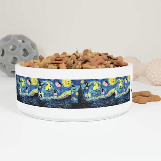 Pet Bowl with Oddly Starry Night print by D.B.