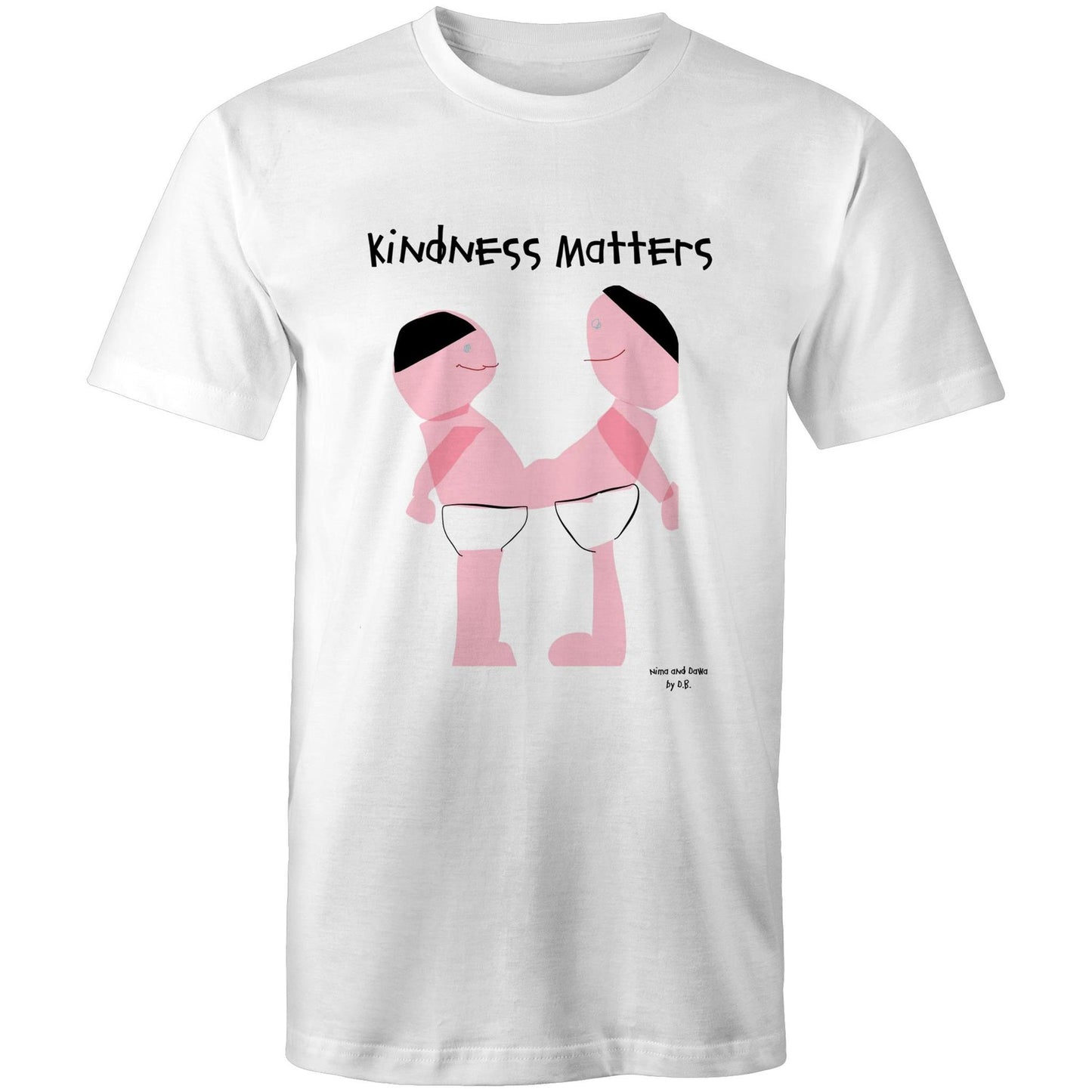 Kindness Matters front and back printed Tee, Nima and Dawa by DB Art printed on Unisex Softstyle T-Shirt