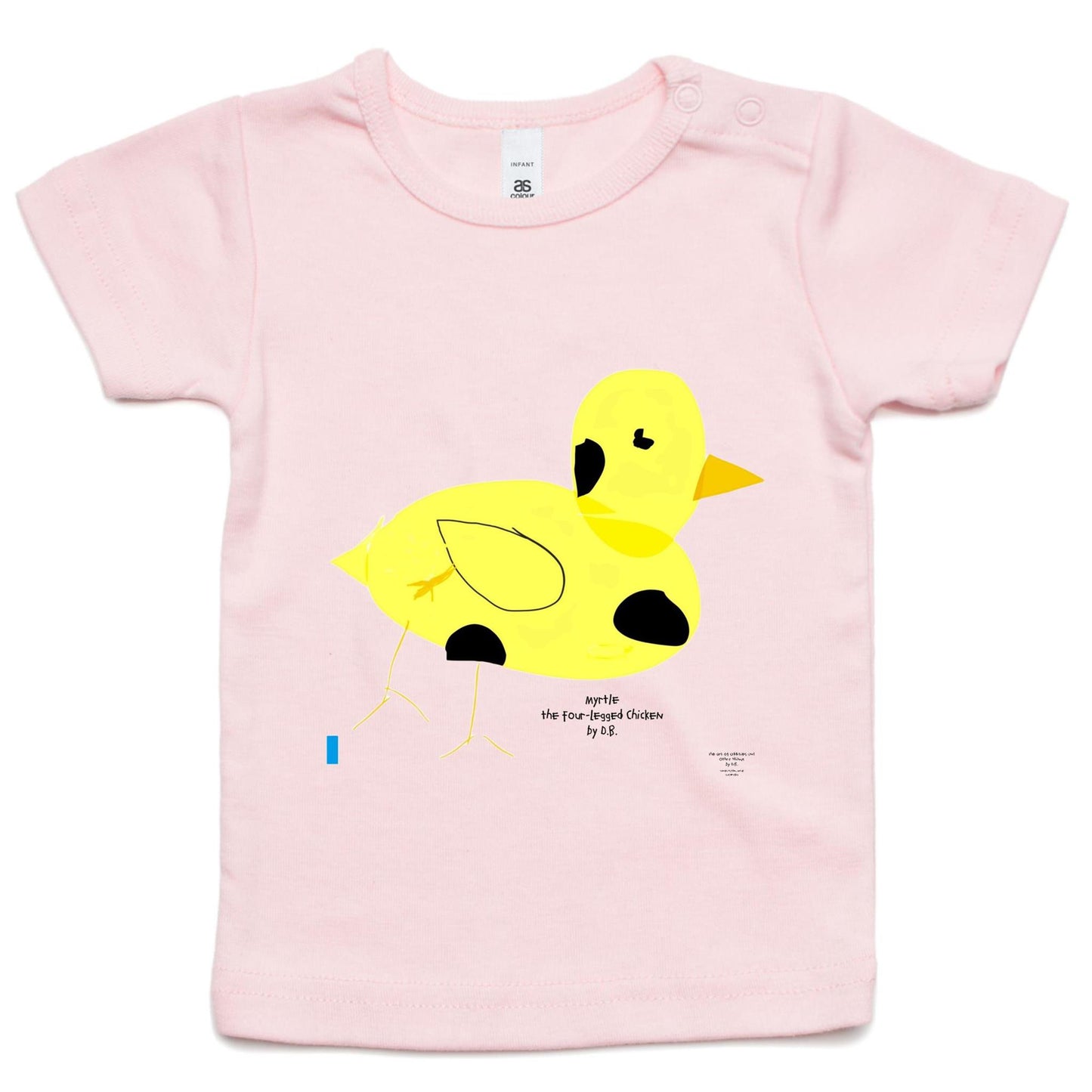 Infant Wee Tee with Myrtle the Four-Legged Chicken print by D.B.