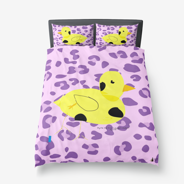 Microfiber Duvet Cover with Myrtle the Four-Legged Chicken by D.B. print