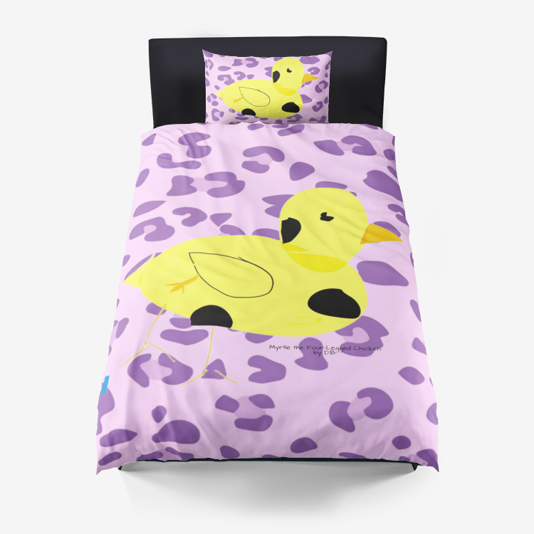 Microfiber Duvet Cover with Myrtle the Four-Legged Chicken by D.B. print
