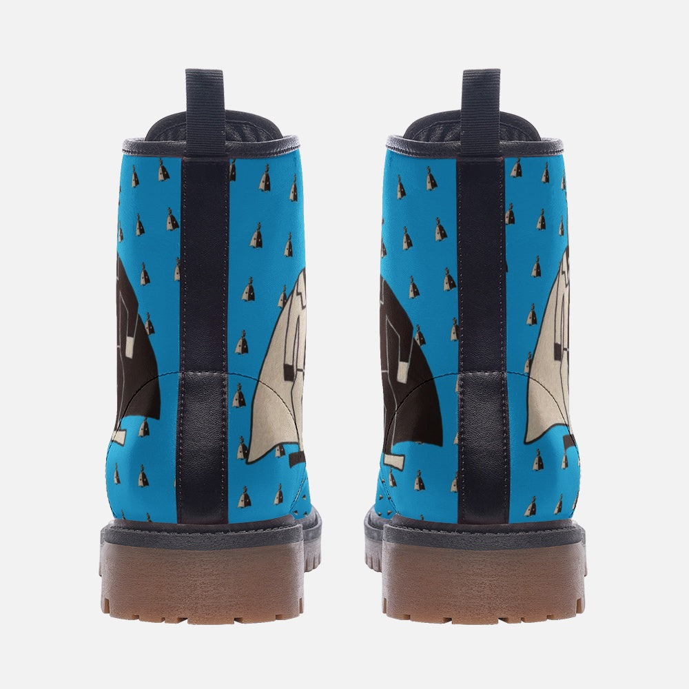 Vegan Leather boots with 'Untitled' by D.B. print