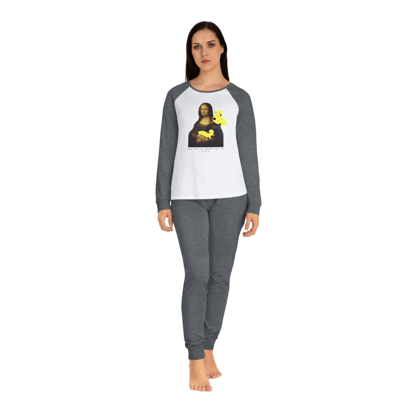 Pyjama's with Mona 'The Crazy Chicken Lady' Lisa print by D.B. (3 Colour Choices)