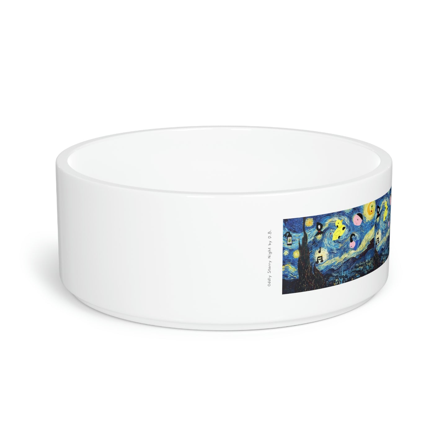 Pet Bowl with Oddly Starry Night print by D.B.
