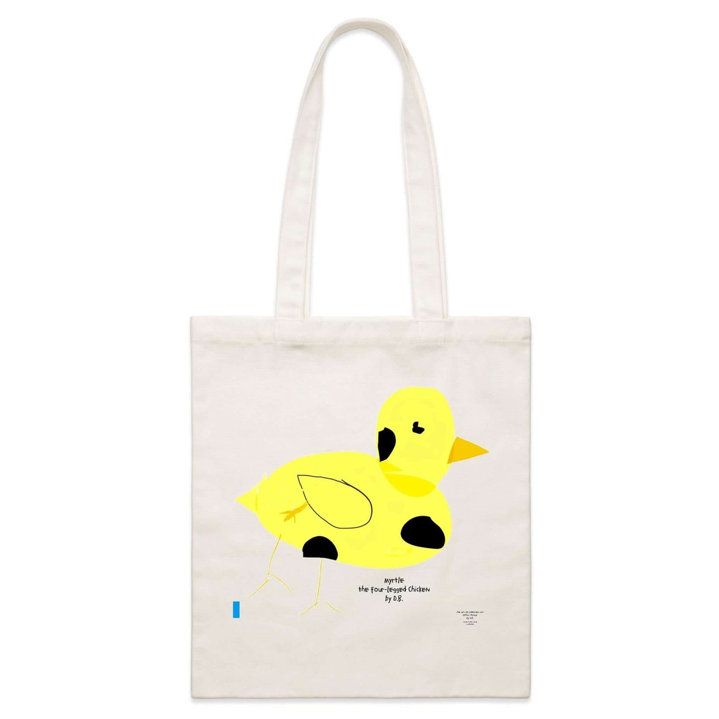 Canvas Tote Bag with Myrtle the Four-Legged Chicken by D.B. print