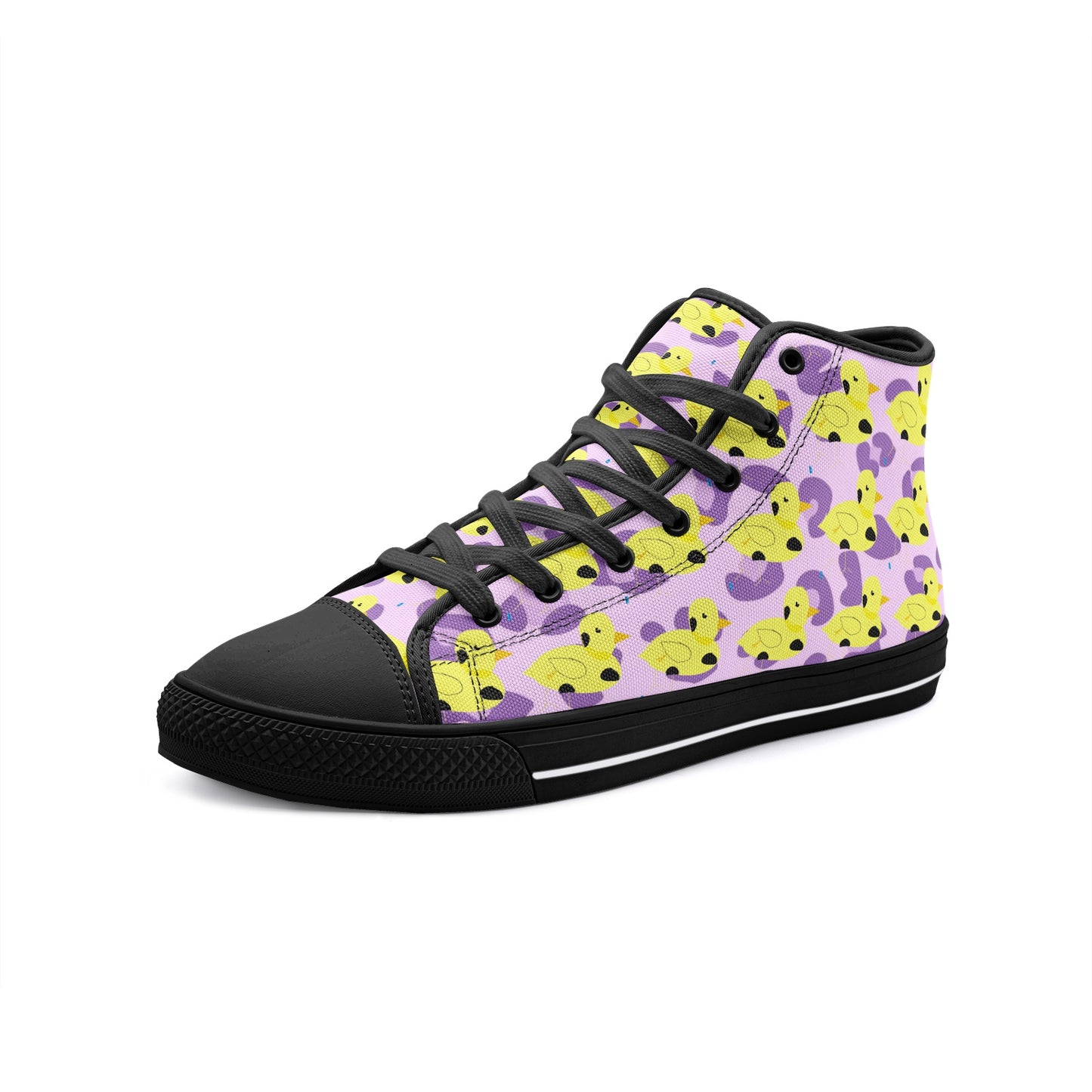 Purple Leopard Print High Top Canvas Shoes with Myrtle the Four-Legged Chicken by D.B. print