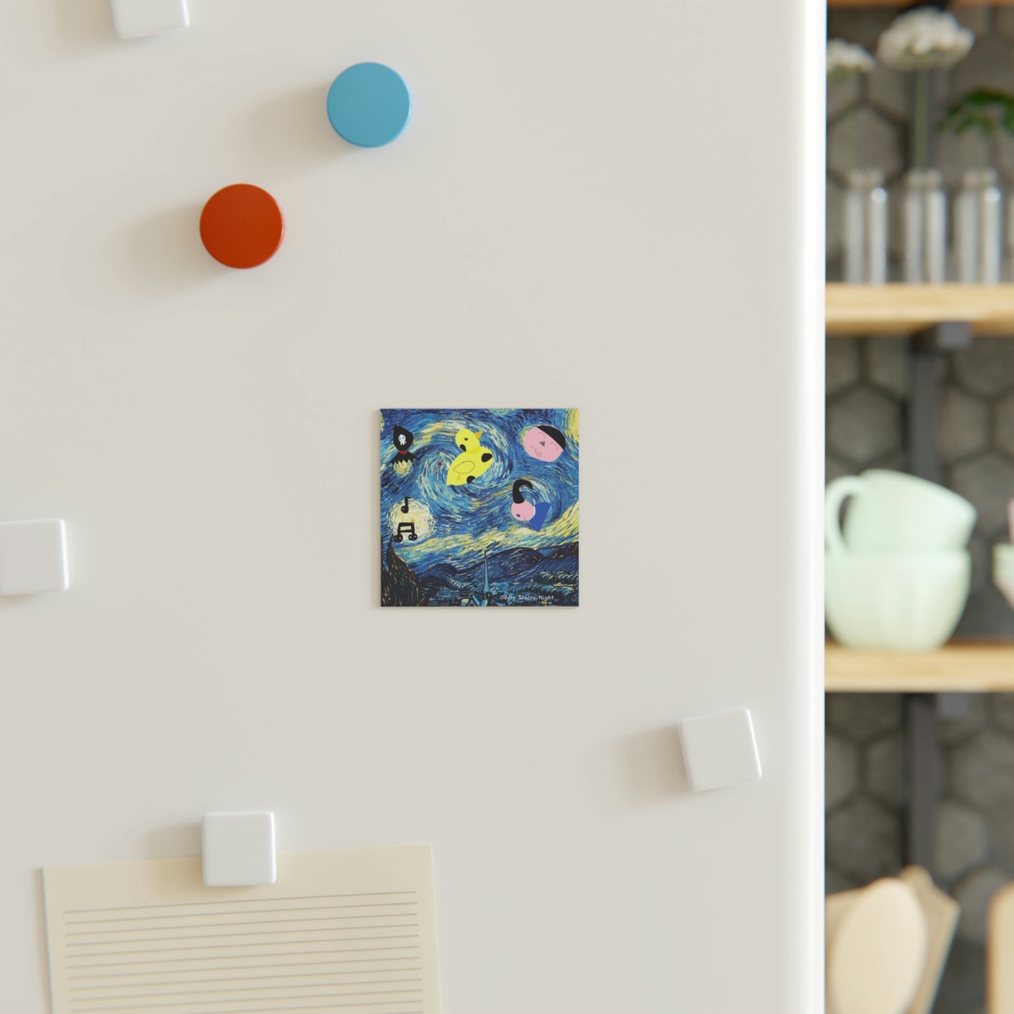 Oddly Starry Night by DB Square Fridge or Whiteboard Magnet
