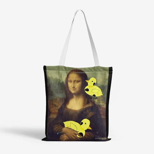 Heavy Duty and Strong Natural Canvas Tote Bags with Mona 'The Crazy Chicken Lady' Lisa by D.B. Print
