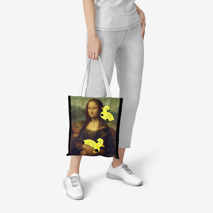 Heavy Duty and Strong Natural Canvas Tote Bags with Mona 'The Crazy Chicken Lady' Lisa by D.B. Print