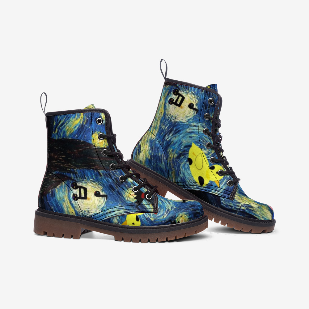 Casual Leather Lightweight boots with Oddly Starry Nights Print by D.B.