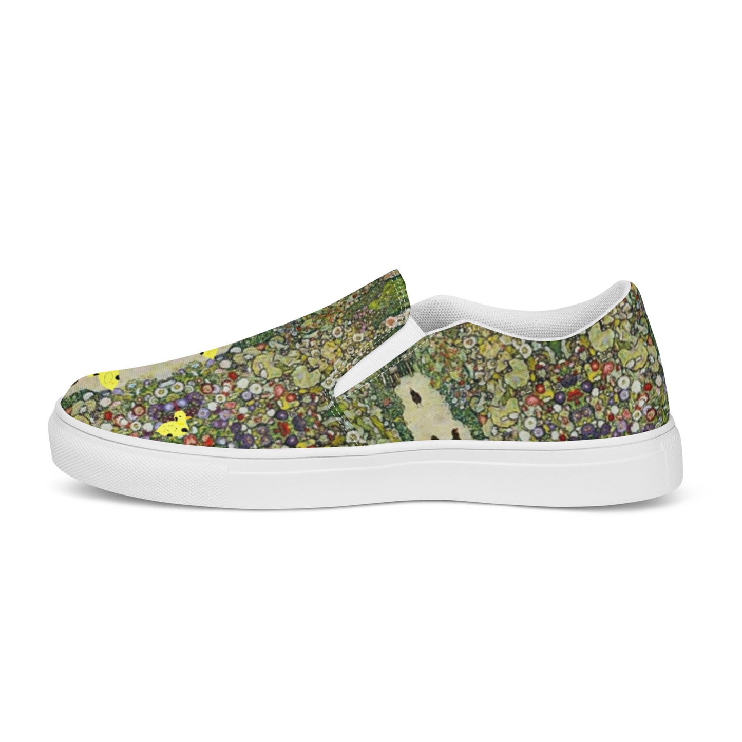 Slip-on canvas shoes with Myrtle and Gustav's Chickens by D.B. print (Women's sizing)