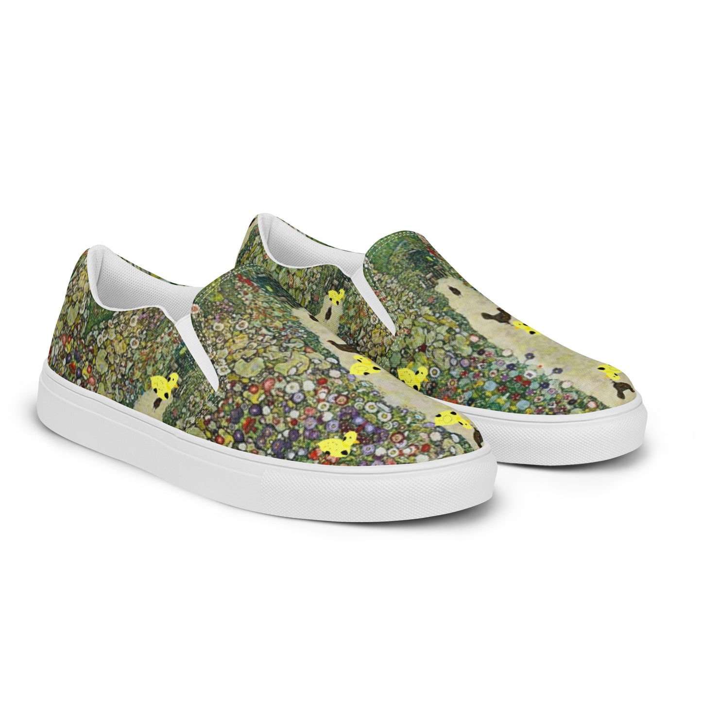 Slip-on canvas shoes with Myrtle and Gustav's Chickens by D.B. print (Women's sizing)